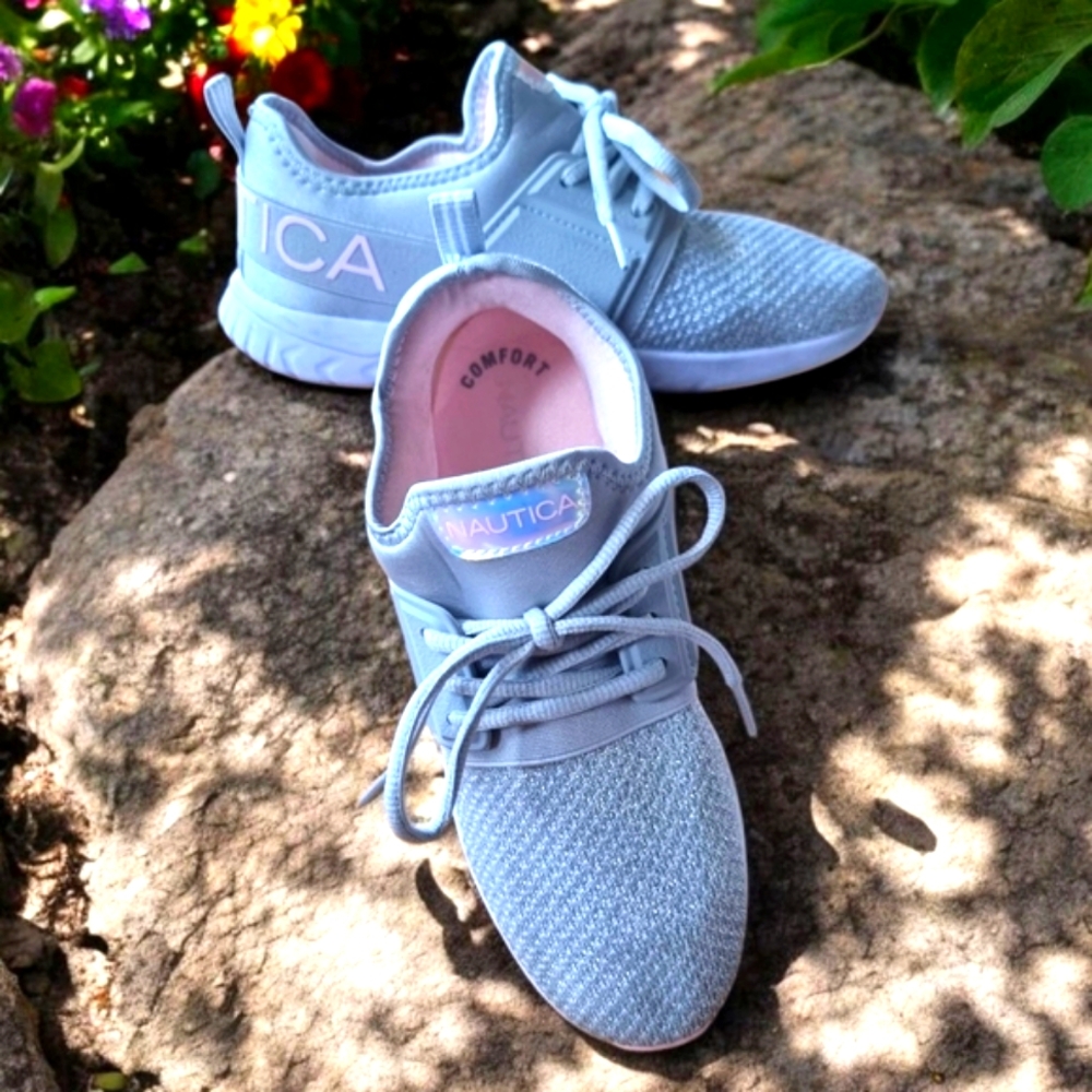 Nautica Silver & Pink Mesh Sparkle Sneakers